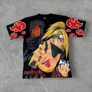 Naruto Akatsuki Anime Manga AOP All Over Print Size XL Black T-Shirt